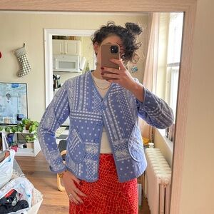 Como Vintage Blue and White Quilted Jacket